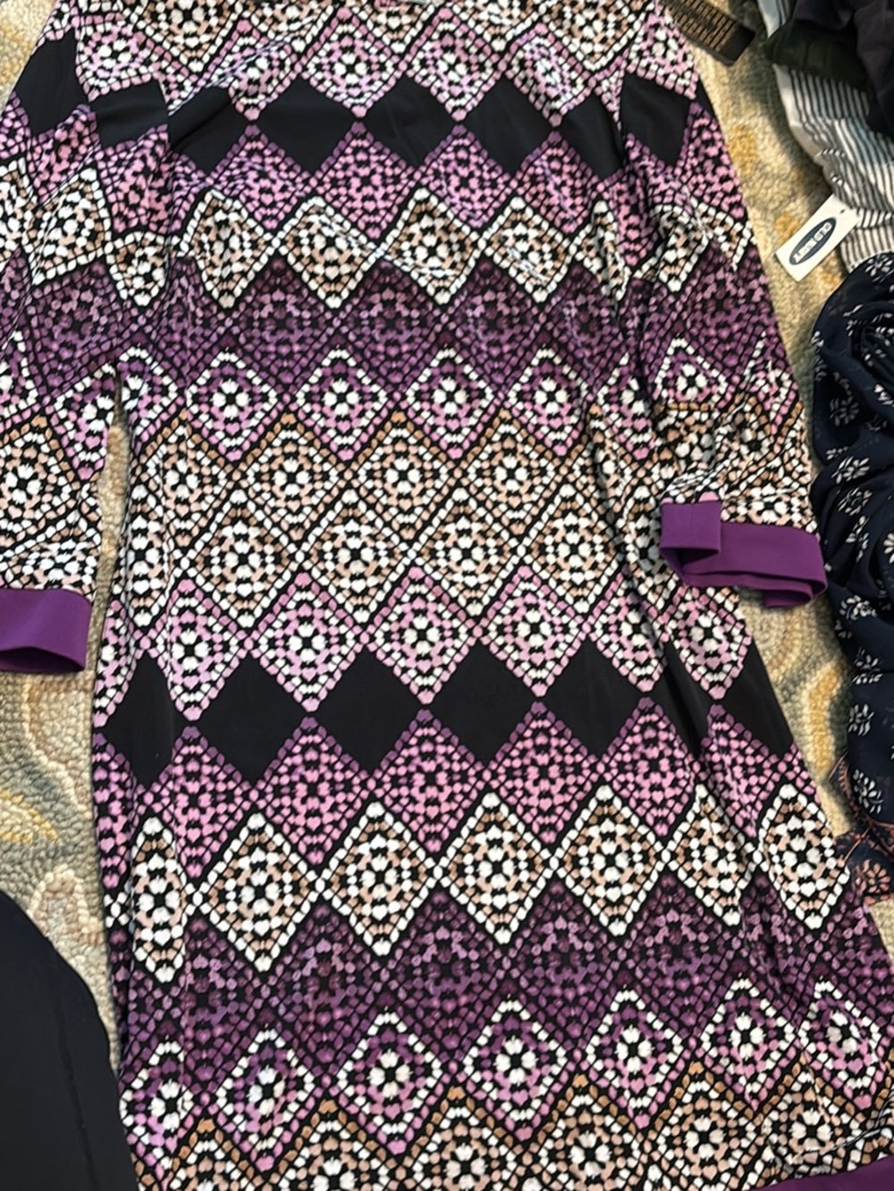 Eliza J Purple Geo Print Long Sleeve Dress